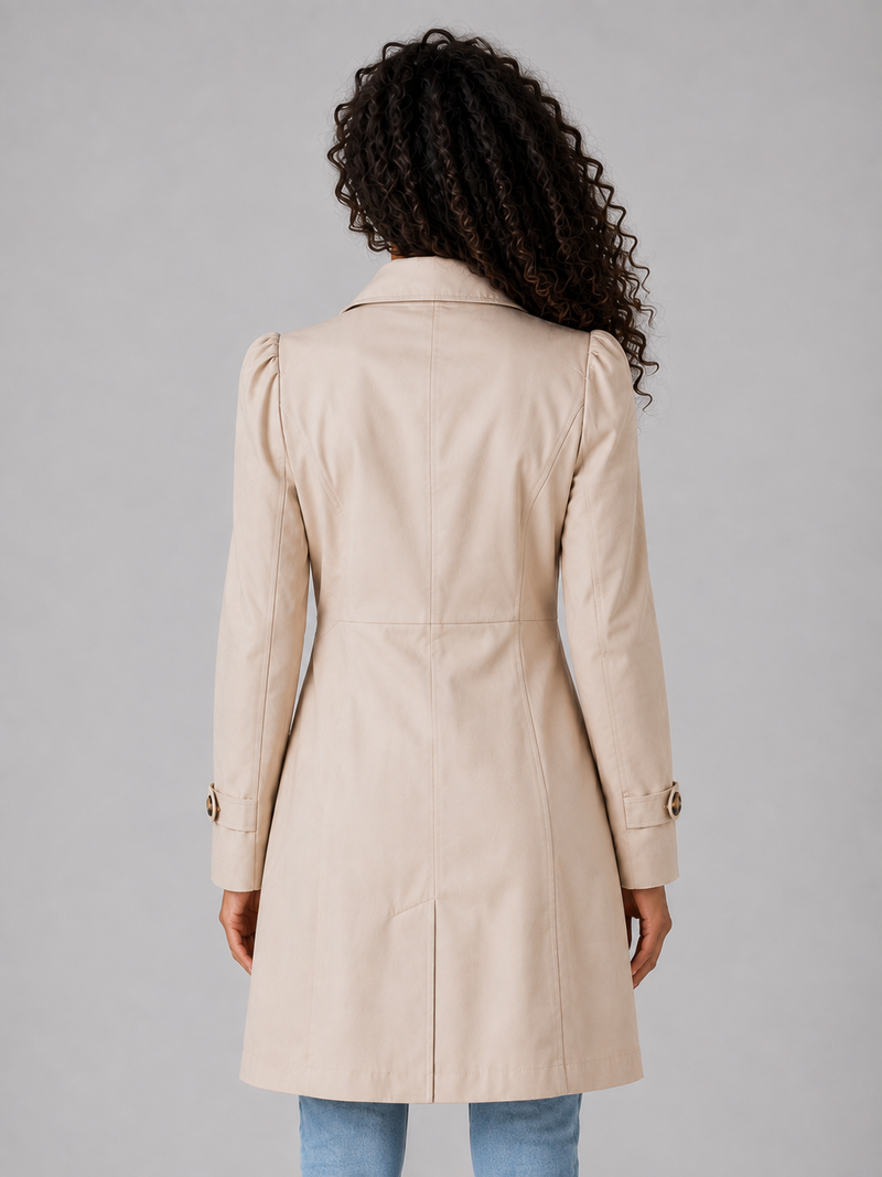 Women’s Tailored Single-Breasted Trench Coat – Buttoned Longline Jacket