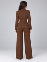 Women’s Tailored Two-Piece Trouser Suit – Belted Blazer & Wide Leg Trousers Set