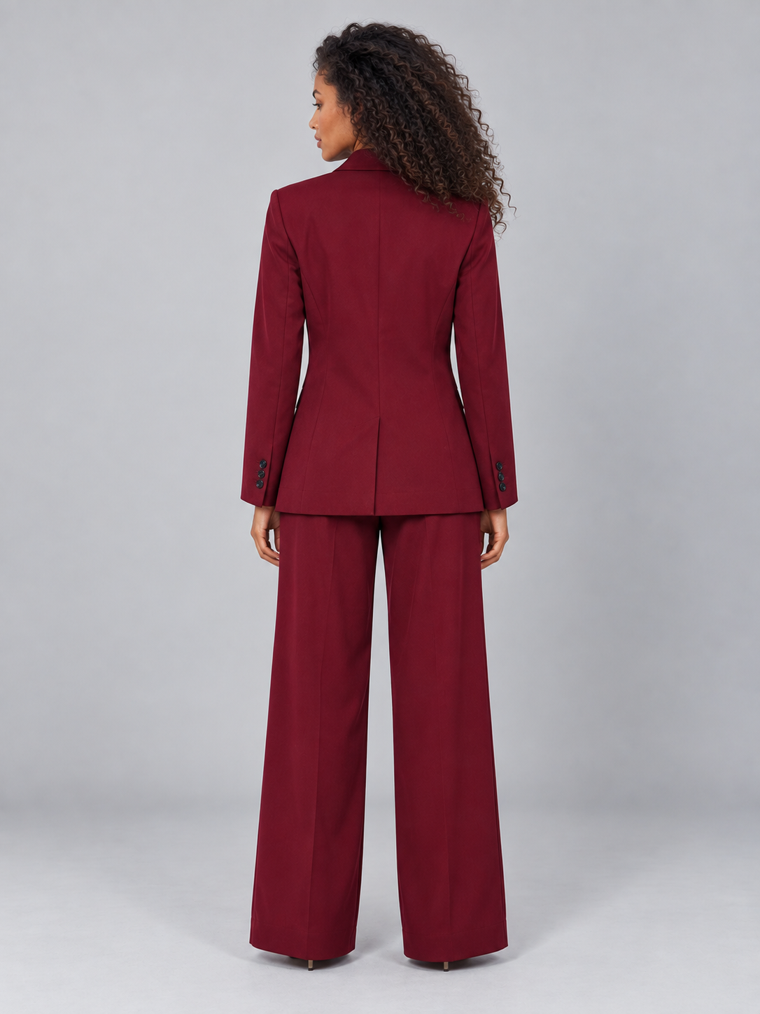 Women’s Tailored Two-Piece Trouser Suit – Double Breasted Blazer & Wide Leg Trousers Set