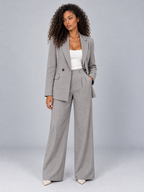 Women’s Tailored Two-Piece Trouser Suit – Double Breasted Blazer & Wide Leg Trousers Set