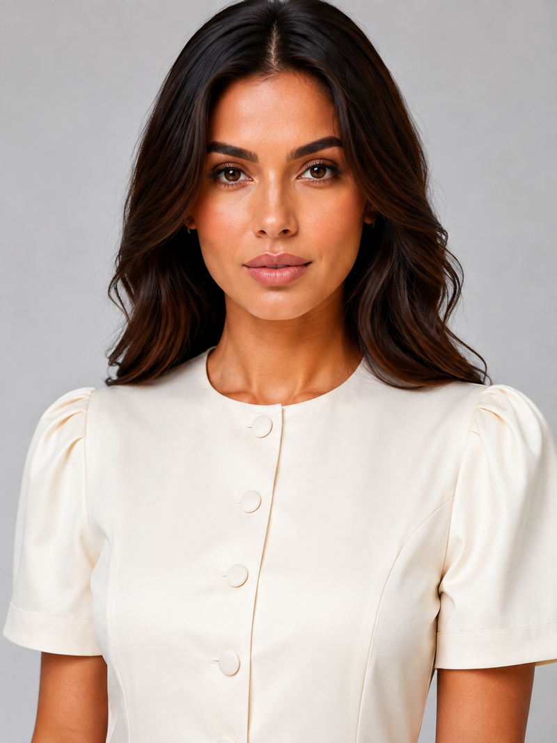 Women’s Tailored Two-Piece Trouser Suit – Short Sleeve Blazer & Wide Leg Trousers Set