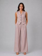 Women's Tailored Waistcoat & Wide Leg Trouser Set – Smart Elegant Co-Ord