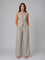 Women's Tailored Waistcoat & Wide Leg Trouser Set – Smart Elegant Co-Ord