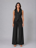 Women's Tailored Waistcoat & Wide Leg Trouser Set – Smart Elegant Co-Ord
