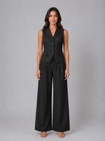Women's Tailored Waistcoat & Wide Leg Trouser Set – Smart Elegant Co-Ord