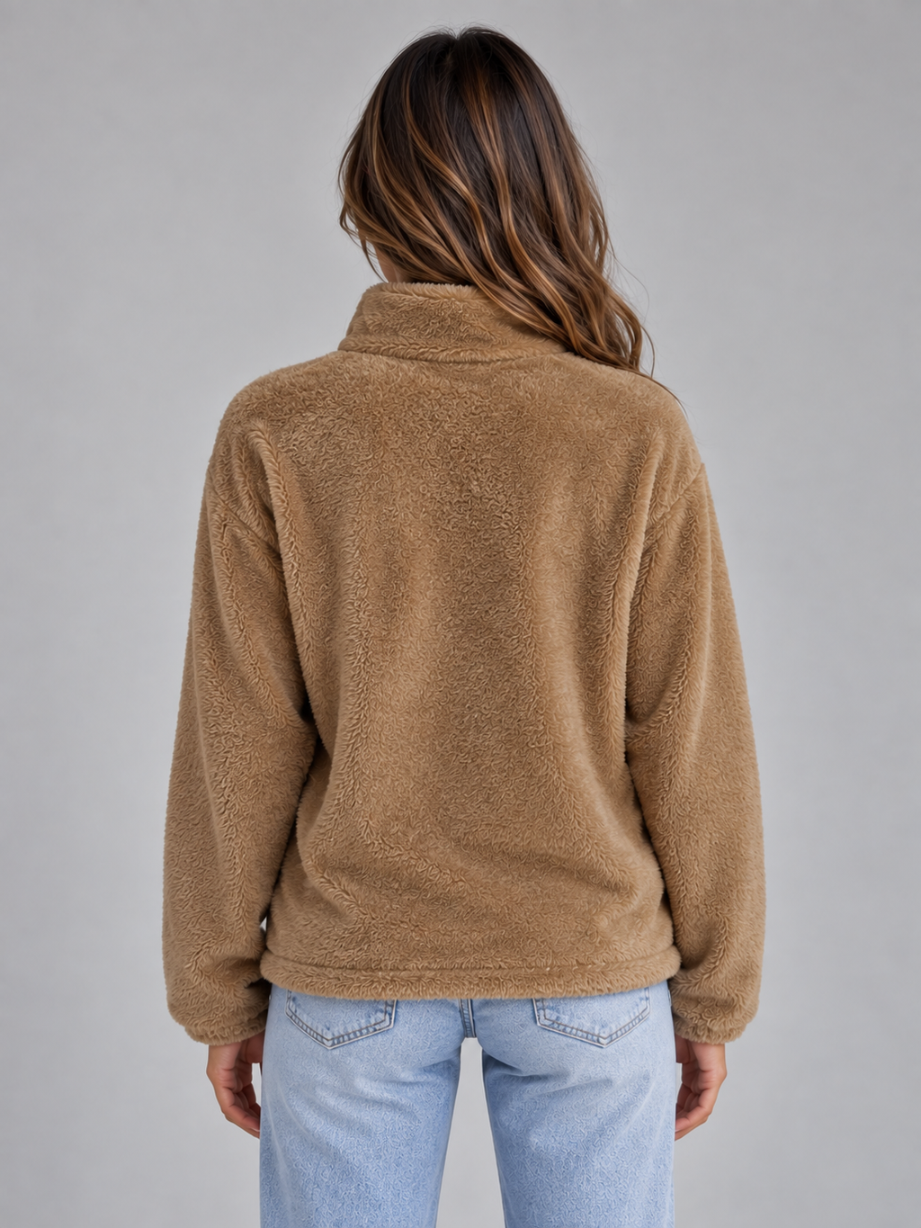 Women’s Teddy Fleece Zip-Up Jacket – Soft High Neck Jumper