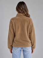 Women’s Teddy Fleece Zip-Up Jacket – Soft High Neck Jumper