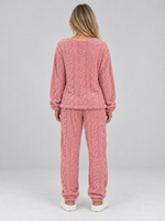 Women’s Thermal Fleece Pyjama Set – Cable Knit Textured Top & Trousers