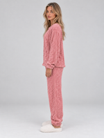 Women’s Thermal Fleece Pyjama Set – Cable Knit Textured Top & Trousers