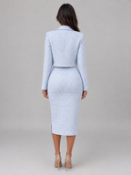 Women’s Tweed Midi Dress & Cropped Blazer Two-Piece Outfit Set