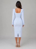 Women’s Tweed Midi Dress & Cropped Blazer Two-Piece Outfit Set