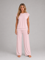 Women's Two-Piece Lounge Set – Relaxed T-Shirt & Wide Leg Trousers Co-Ord
