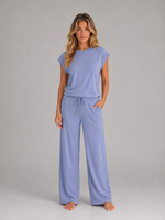 Women's Two-Piece Lounge Set – Relaxed T-Shirt & Wide Leg Trousers Co-Ord