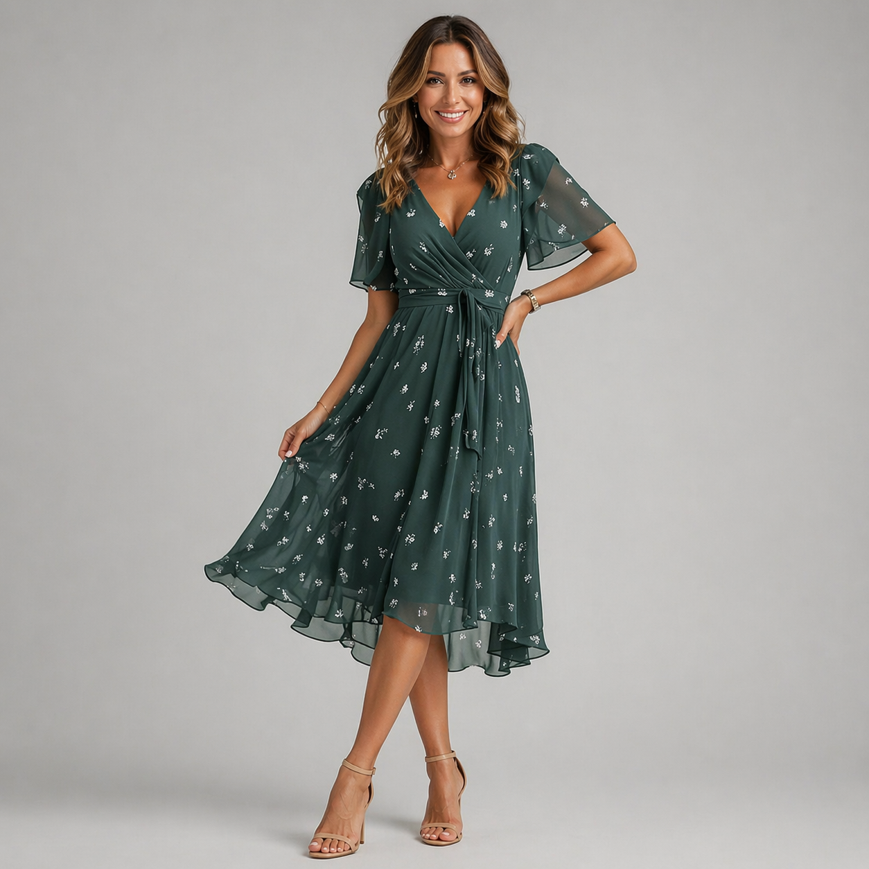 Women’s V-Neck Summer Dress – Flowing Silhouette