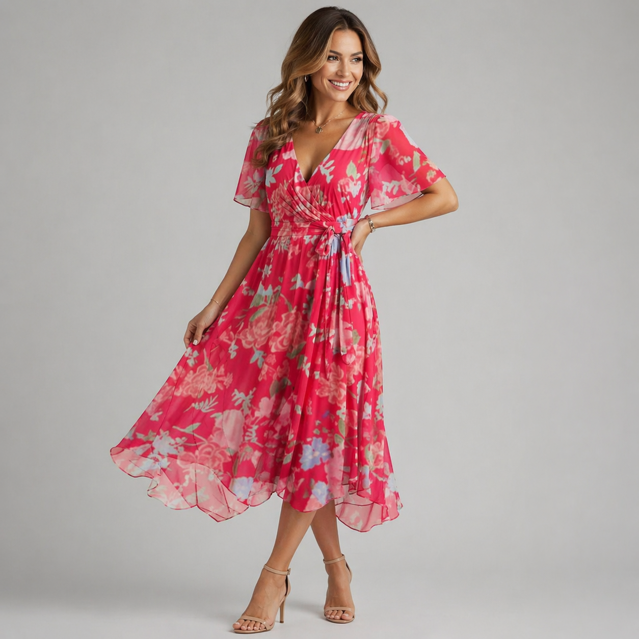 Women’s V-Neck Summer Dress – Flowing Silhouette
