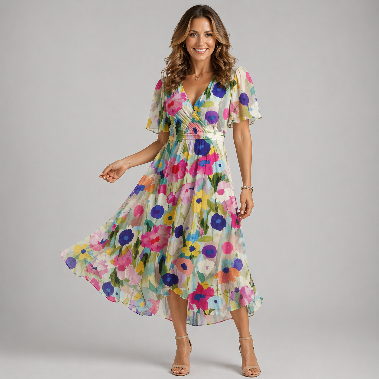 Women’s V-Neck Summer Dress – Flowing Silhouette