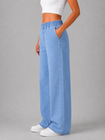 Women’s Wide Leg Jeans – High Waist Elasticated Denim
