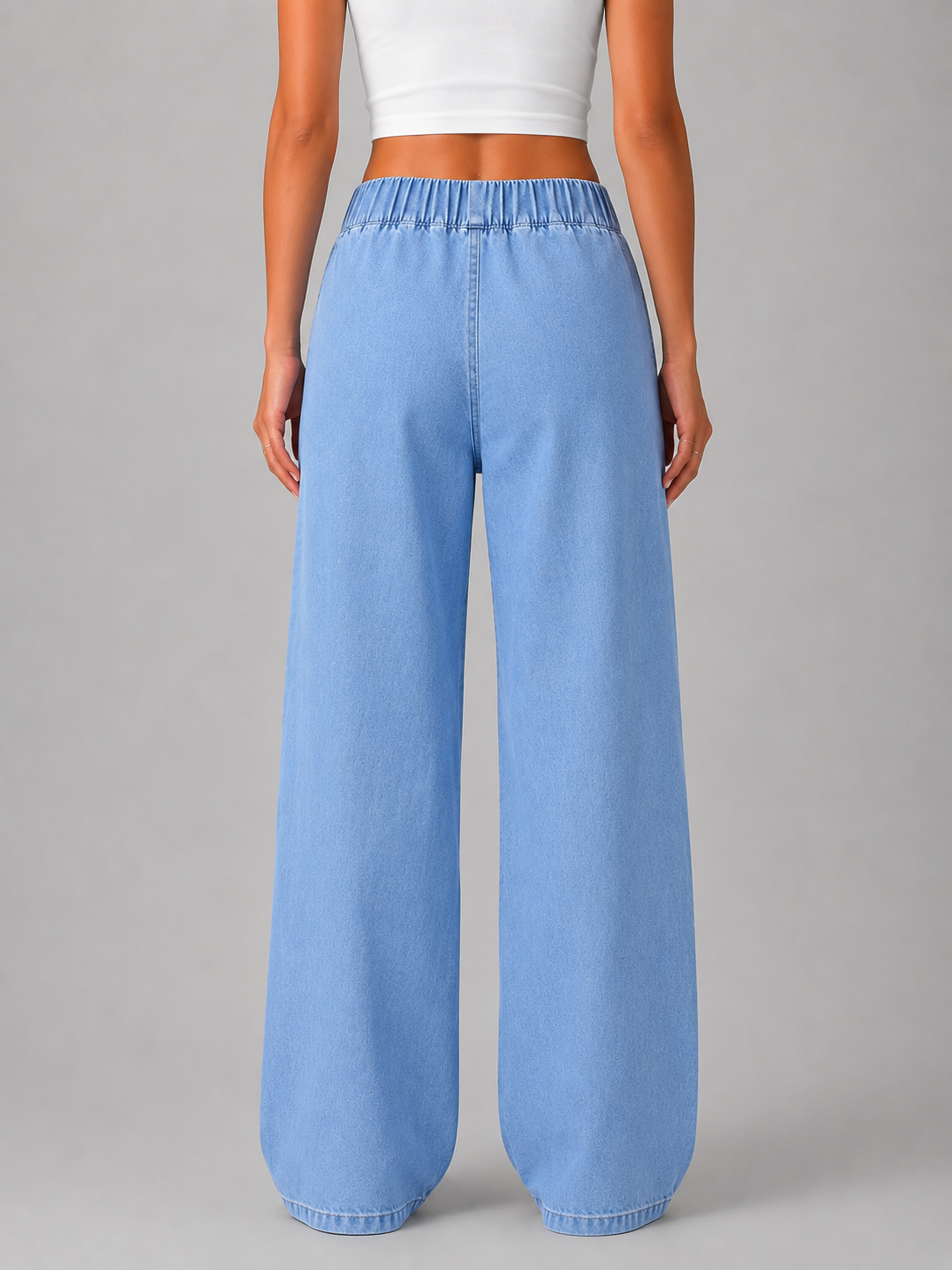 Women’s Wide Leg Jeans – High Waist Elasticated Denim