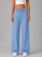 Women’s Wide Leg Jeans – High Waist Elasticated Denim