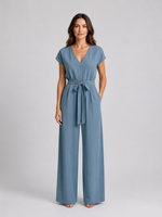 Women's Relaxed Wide Leg Jumpsuit – Tie Waist Summer Style