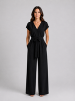 Women's Relaxed Wide Leg Jumpsuit – Tie Waist Summer Style