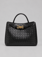 Women’s Woven Vegan Leather Handbag – Gold Detail Tote Bag