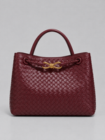 Women’s Woven Vegan Leather Handbag – Gold Detail Tote Bag