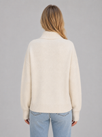 Women's Zip Up Knitted Sweater – Soft Funnel Neck Knit Jacket
