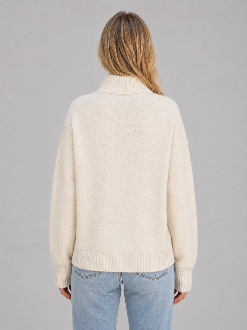 Women's Zip Up Knitted Sweater – Soft Funnel Neck Knit Jacket