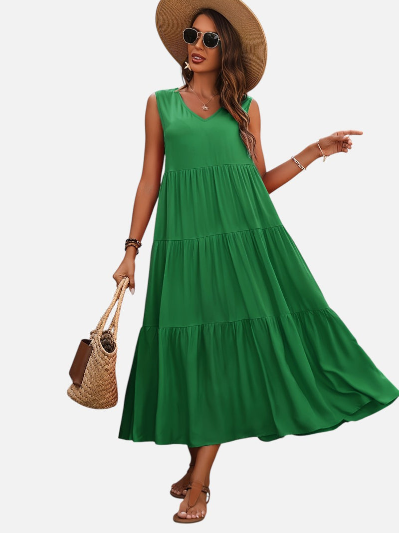 Women’s V-Neck Tiered Maxi Dress – Effortless Summer Elegance