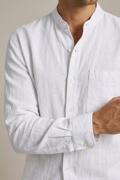 Men's Linen Look Band Collar Shirt & Shorts Set – Relaxed Summer Co-Ord