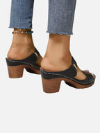 Women’s Comfort Block Heel Sandals – Quilted Leather Look