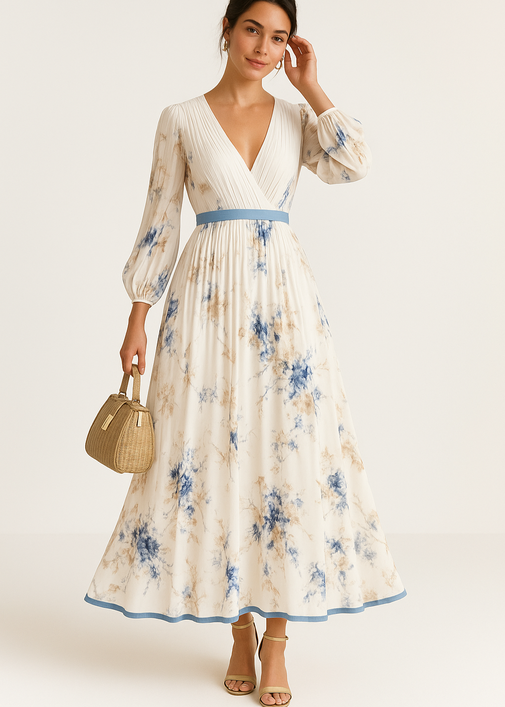 Montleigh | Women’s Floral Maxi Dress – Pleated A-Line Fit