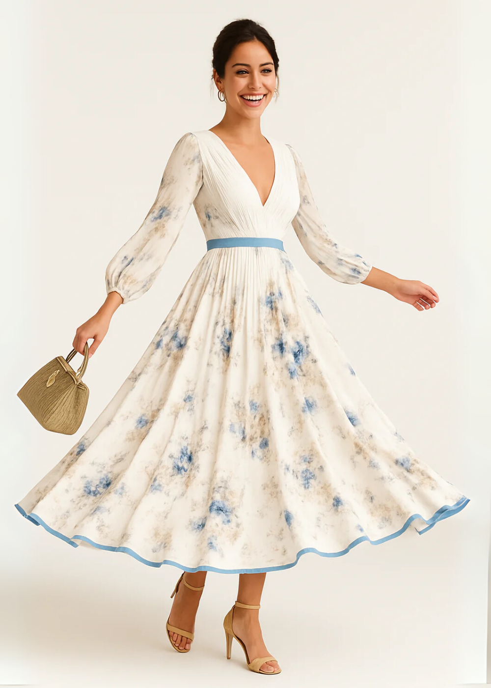 Montleigh | Women’s Floral Maxi Dress – Pleated A-Line Fit