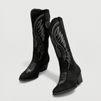 Women’s Suede Cowboy Boots – Block Heel Western Style