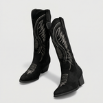 Women’s Suede Cowboy Boots – Block Heel Western Style
