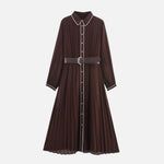 Women’s Pleated Long Sleeve Midi Dress