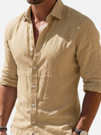 Men’s Linen Look Summer Shirt – Relaxed Fit Button-Up