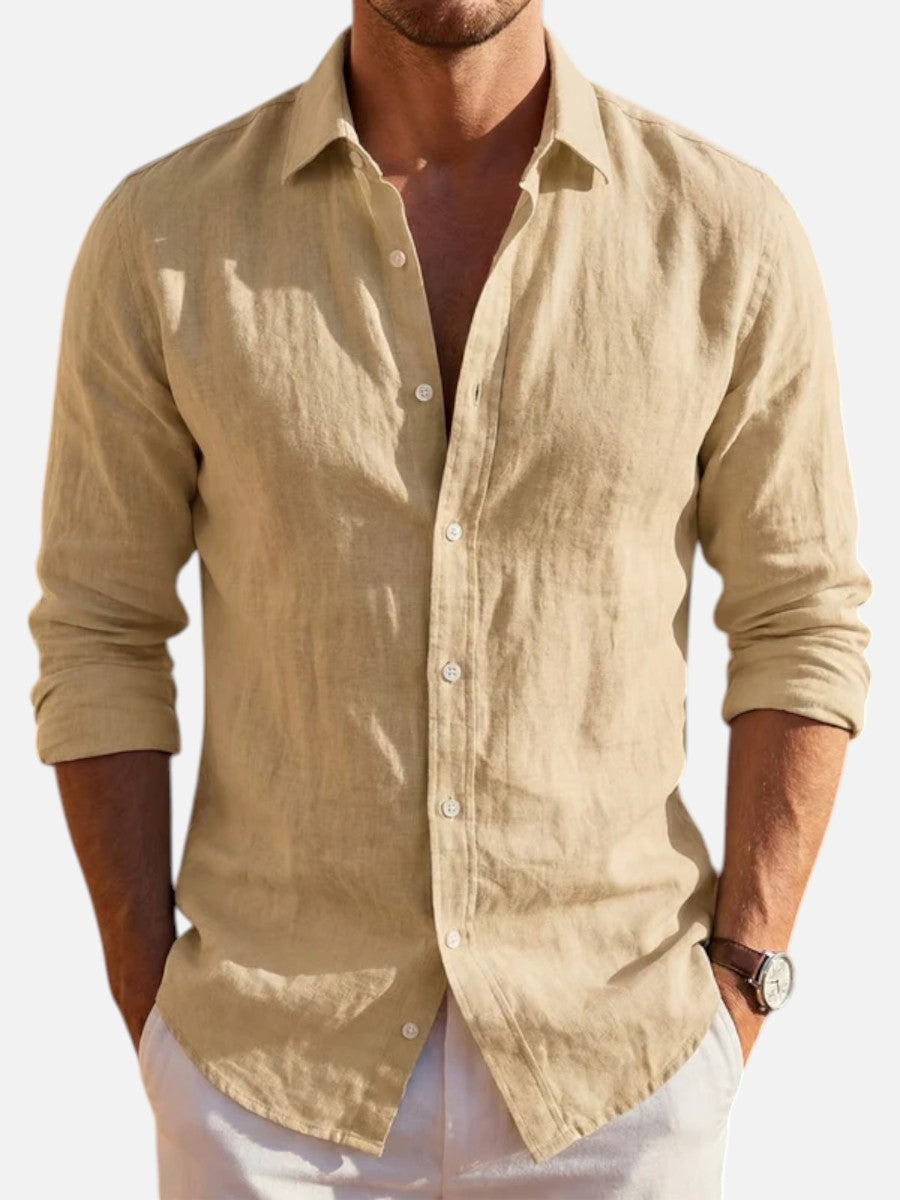Men’s Linen Look Summer Shirt – Relaxed Fit Button-Up