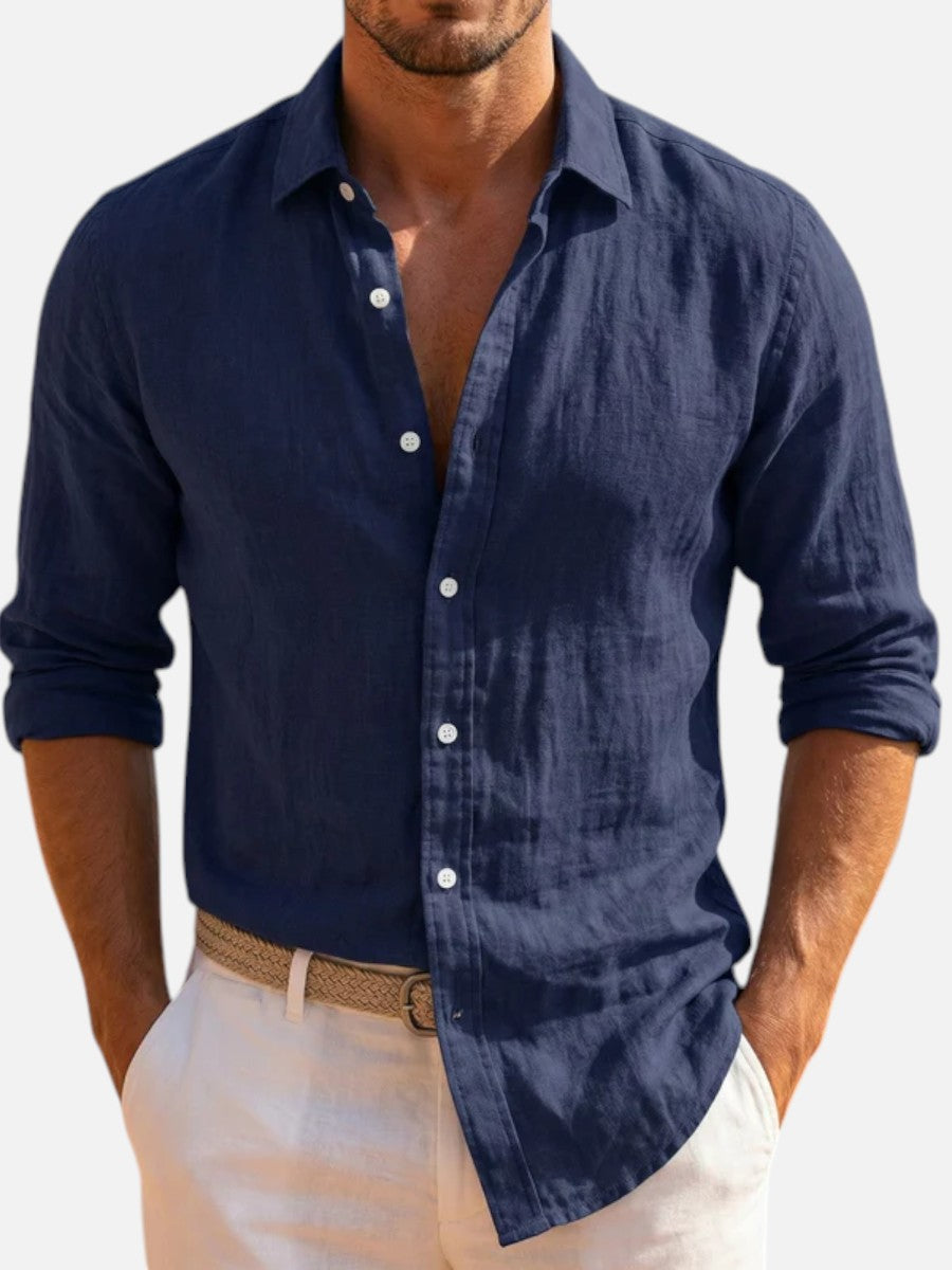 Men’s Linen Look Summer Shirt – Relaxed Fit Button-Up