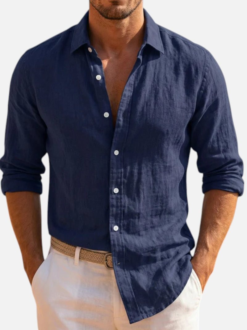 Men’s Linen Look Summer Shirt – Relaxed Fit Button-Up