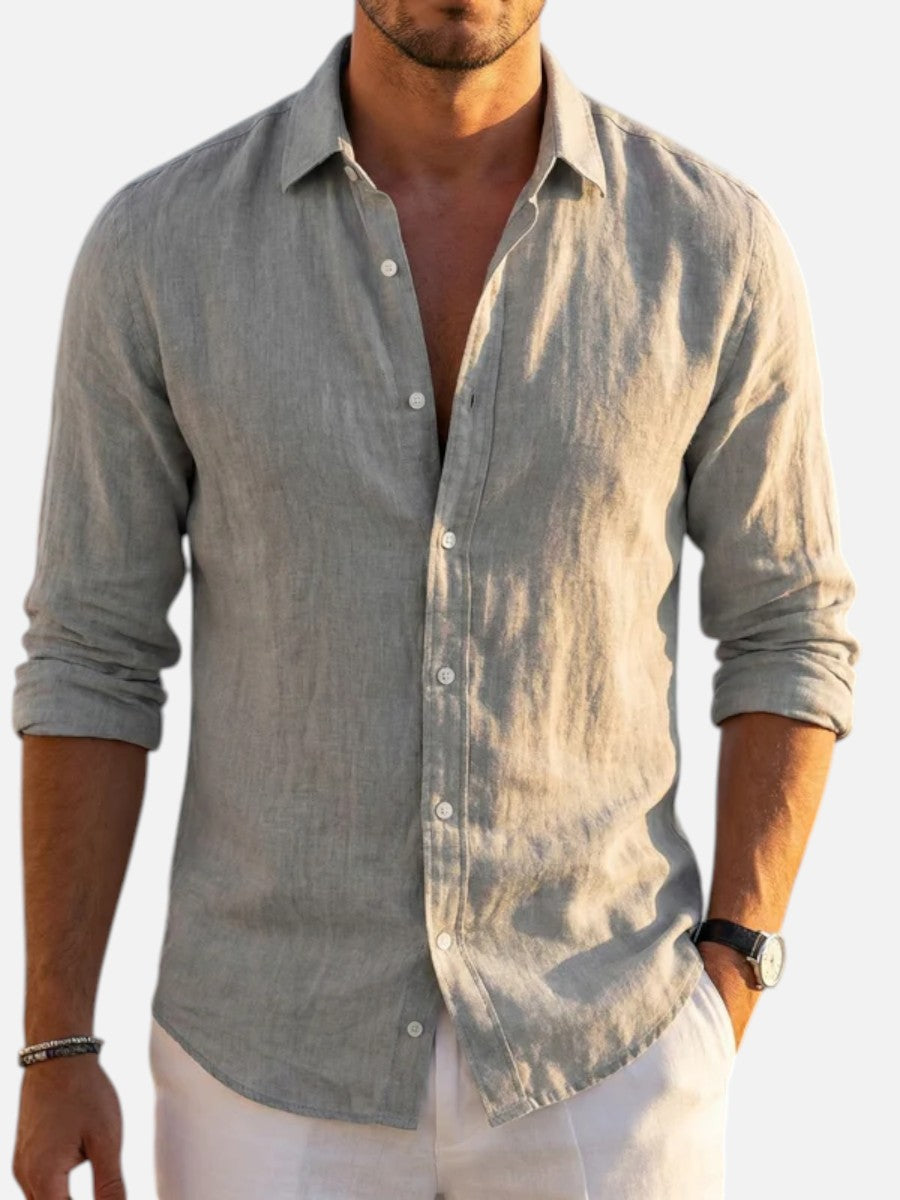 Men’s Linen Look Summer Shirt – Relaxed Fit Button-Up