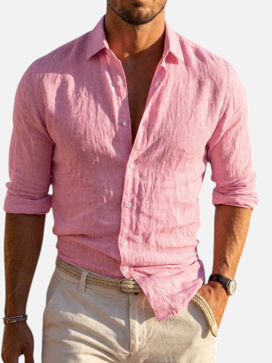 Men’s Linen Look Summer Shirt – Relaxed Fit Button-Up
