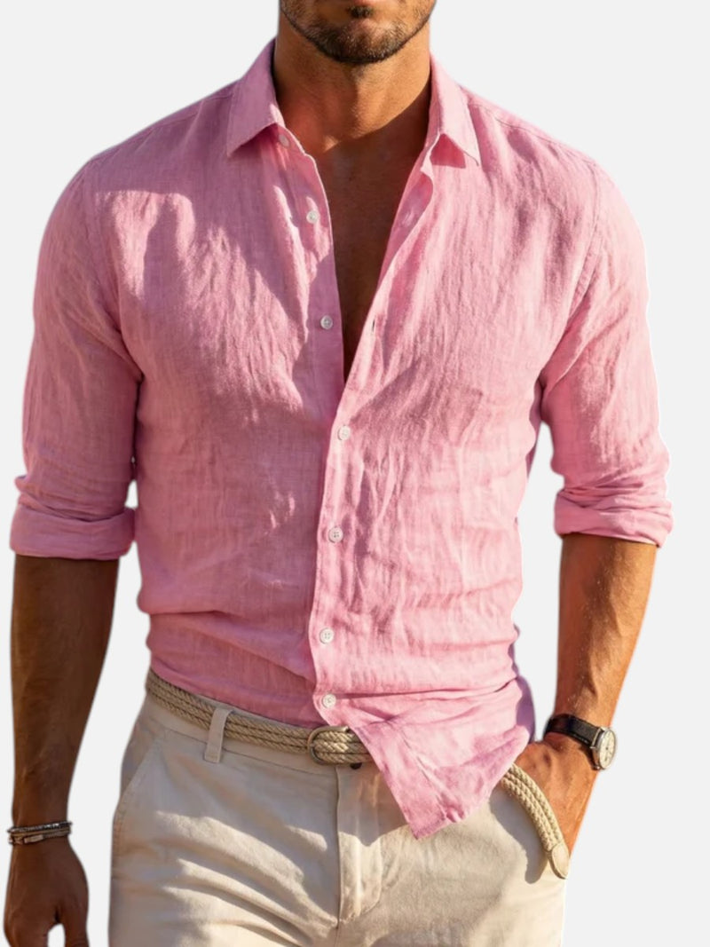 Men’s Linen Look Summer Shirt – Relaxed Fit Button-Up