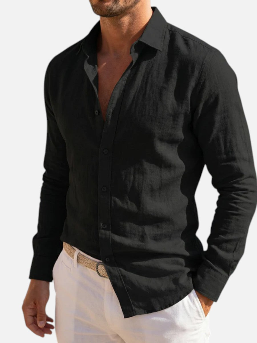 Men’s Linen Look Summer Shirt – Relaxed Fit Button-Up