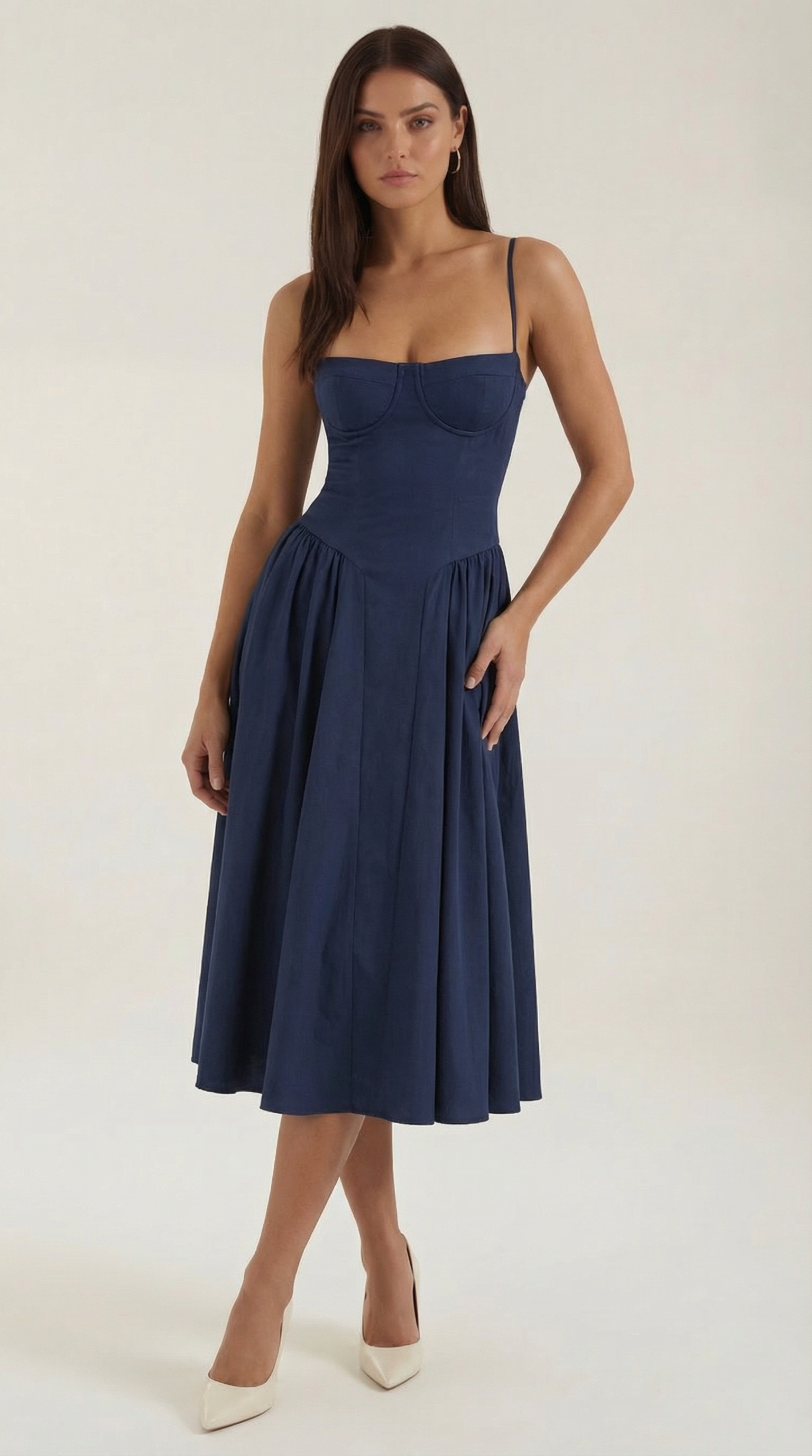 Montleigh | Women’s Floral Corset Midi Dress – Elegant Silhouette