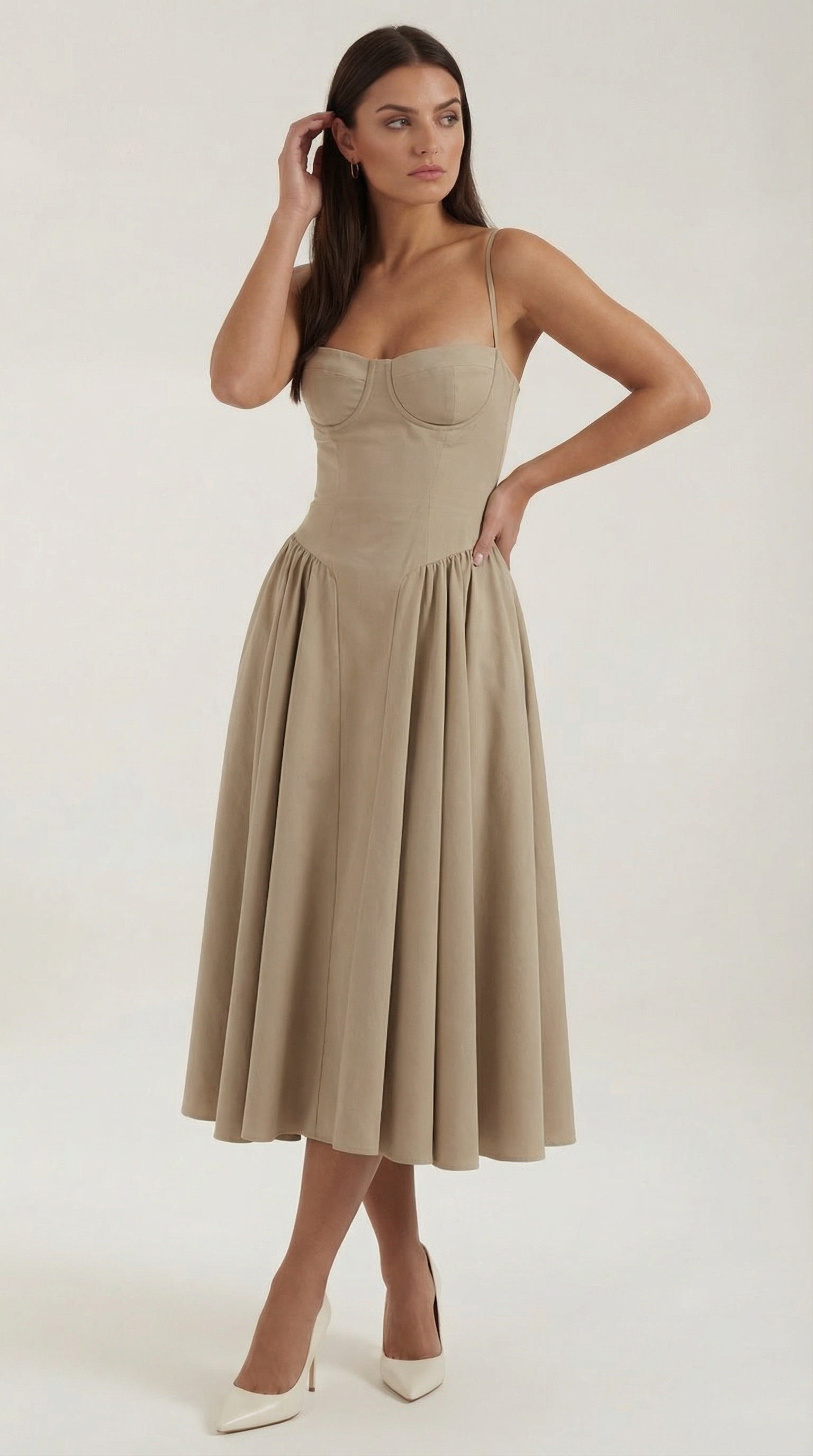 Montleigh | Women’s Floral Corset Midi Dress – Elegant Silhouette