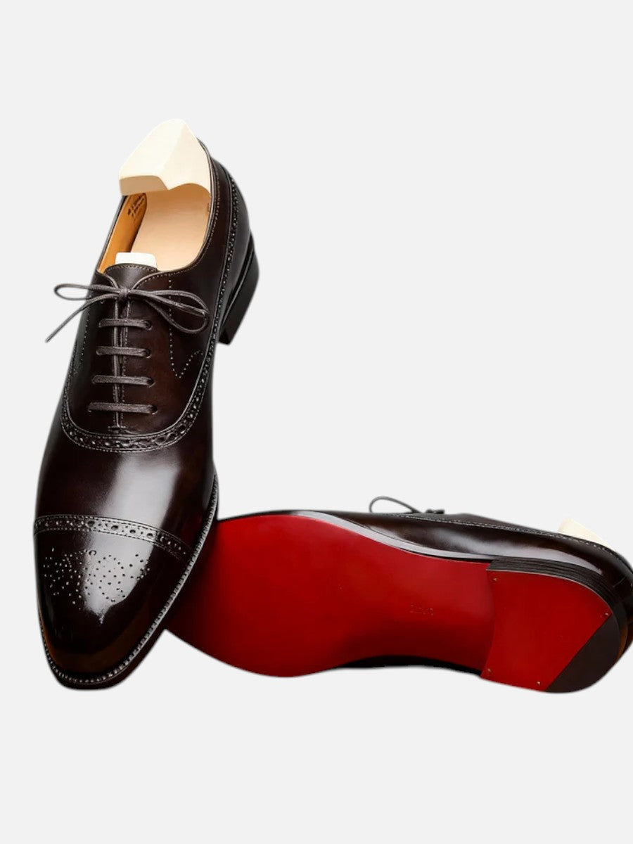 Men’s Leather Oxford Shoes – Cap Toe Lace-Up Formal Dress Shoes
