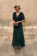 Women’s Gradient Pleated Maxi Dress – Elegant Flowing Silhouette