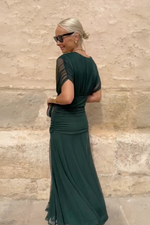 Women’s Gradient Pleated Maxi Dress – Elegant Flowing Silhouette